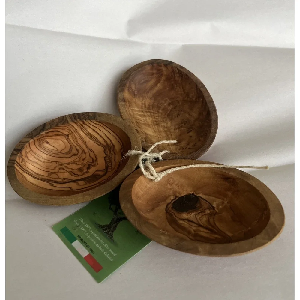Arte Legno Olive Wood Dipping Bowls Set Of 3 Product of Italy. E154